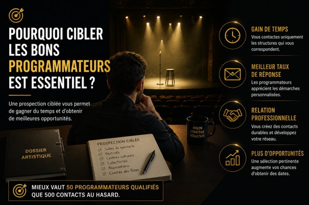 Artiste ciblant les bons programmateurs de spectacle pour améliorer sa prospection artistique