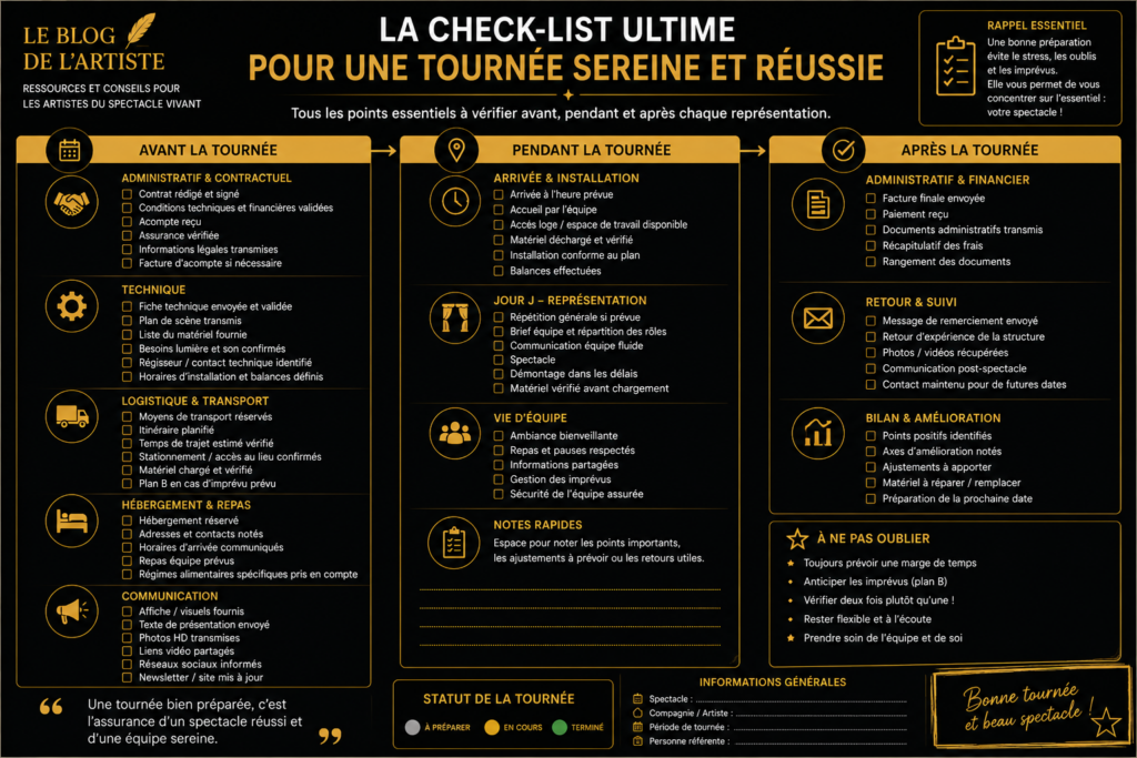 suivi des dates et informations d'une tournée