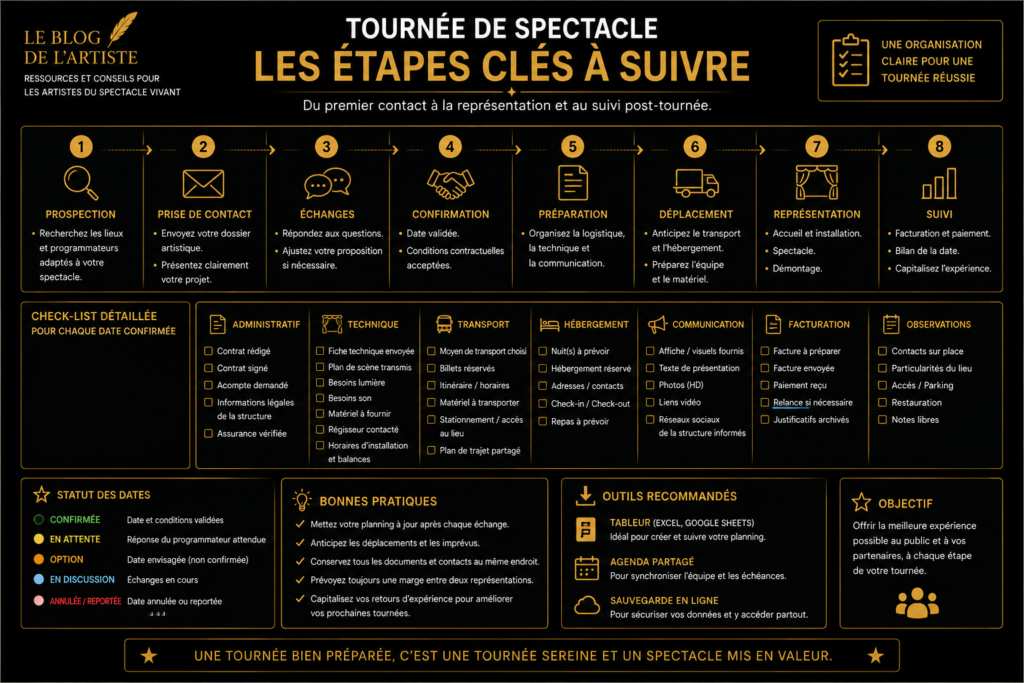 etape clé de calendrier de tournée artistique
