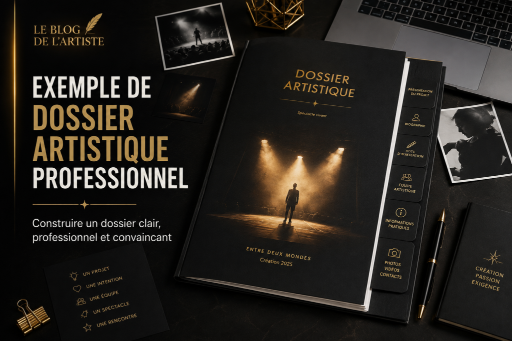 Exemple de dossier artistique professionnel pour présenter un spectacle
C'est celui que je privilégierais : il décrit réellement l'image tout en intégrant naturellement la requête.