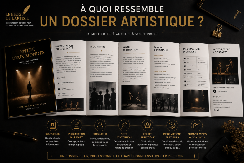 Exemple de dossier artistique professionnel présenté section par section